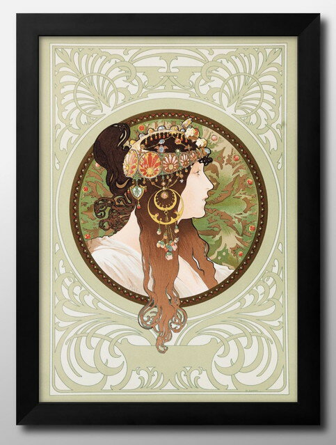 アルフォンス ミュシャ ビザンティン風の頭部:ブルネット A3 サイズ ポスター アート おしゃれ 絵画 インテリア 北欧 イラスト マット紙 艶消し アートパ...