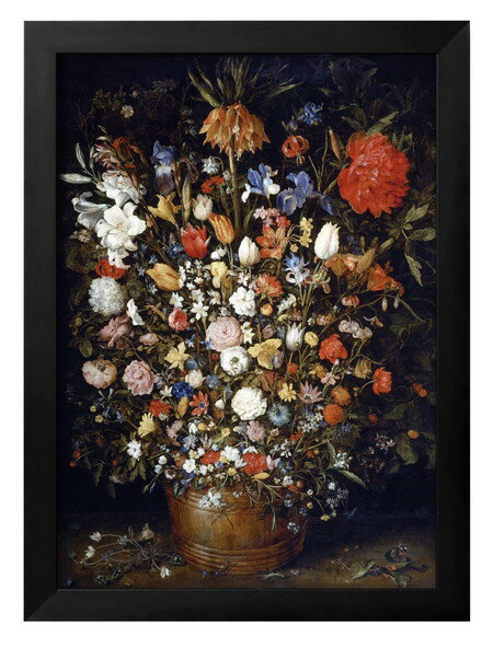 ヤン ブリューゲル父 木製容器に入った花束 A3 サイズ ポスター アート おしゃれ 絵画 インテリア 北欧 イラスト マット紙 艶消し アートパネル 額 フレ...