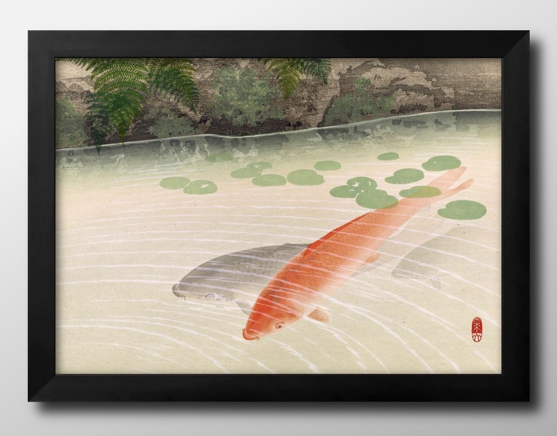 根来莱山 鯉 A3 サイズ ポスター アート おしゃれ 絵画 インテリア 北欧 イラスト マット紙 艶消し ア..