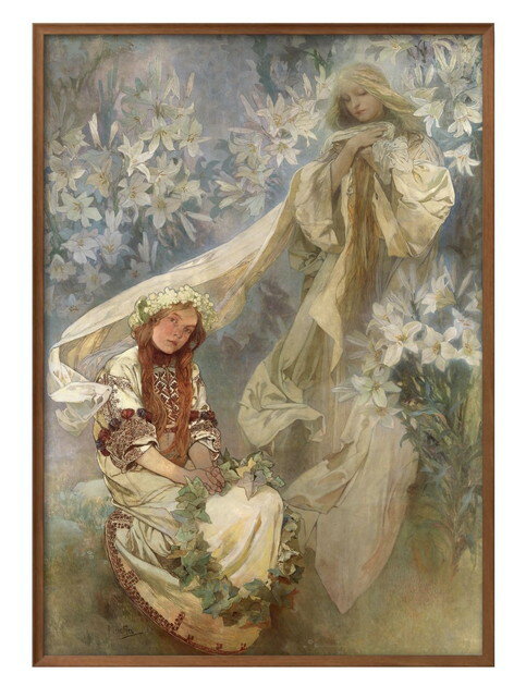 アルフォンス ミュシャ 百合の聖母 A3 サイズ ポスター アート おしゃれ 絵画 インテリア 北欧 イラスト マット紙 艶消し アートパネル 額 フレーム デ...