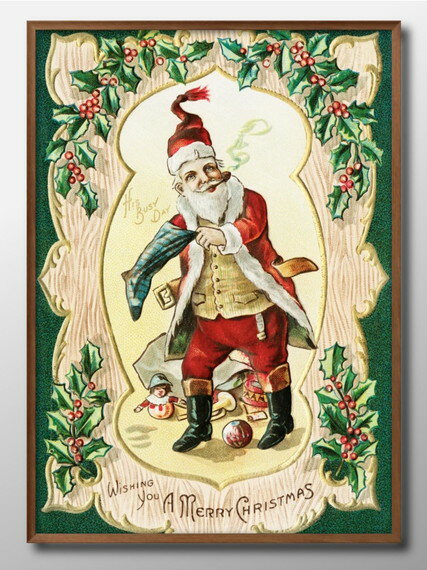 サンタクロース クリスマス ビンテージ A3 サイズ ポスター アート おしゃれ 絵画 インテリア 北欧 イラスト マット紙 艶消し アートパネル 額 フレーム...