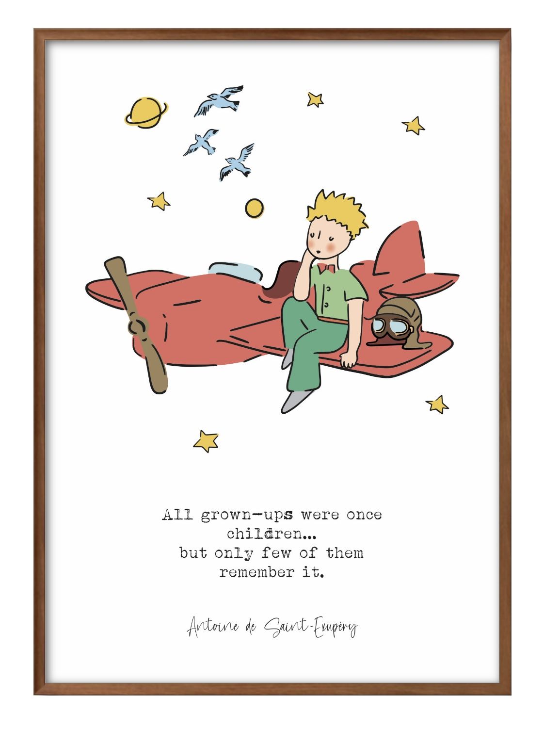 サン=テグジュペリ 星の王子さま A3 サイズ ポスター アート おしゃれ 絵画 インテリア 北欧 イラスト マット紙 艶消し アートパネル 額 フレーム デザ...