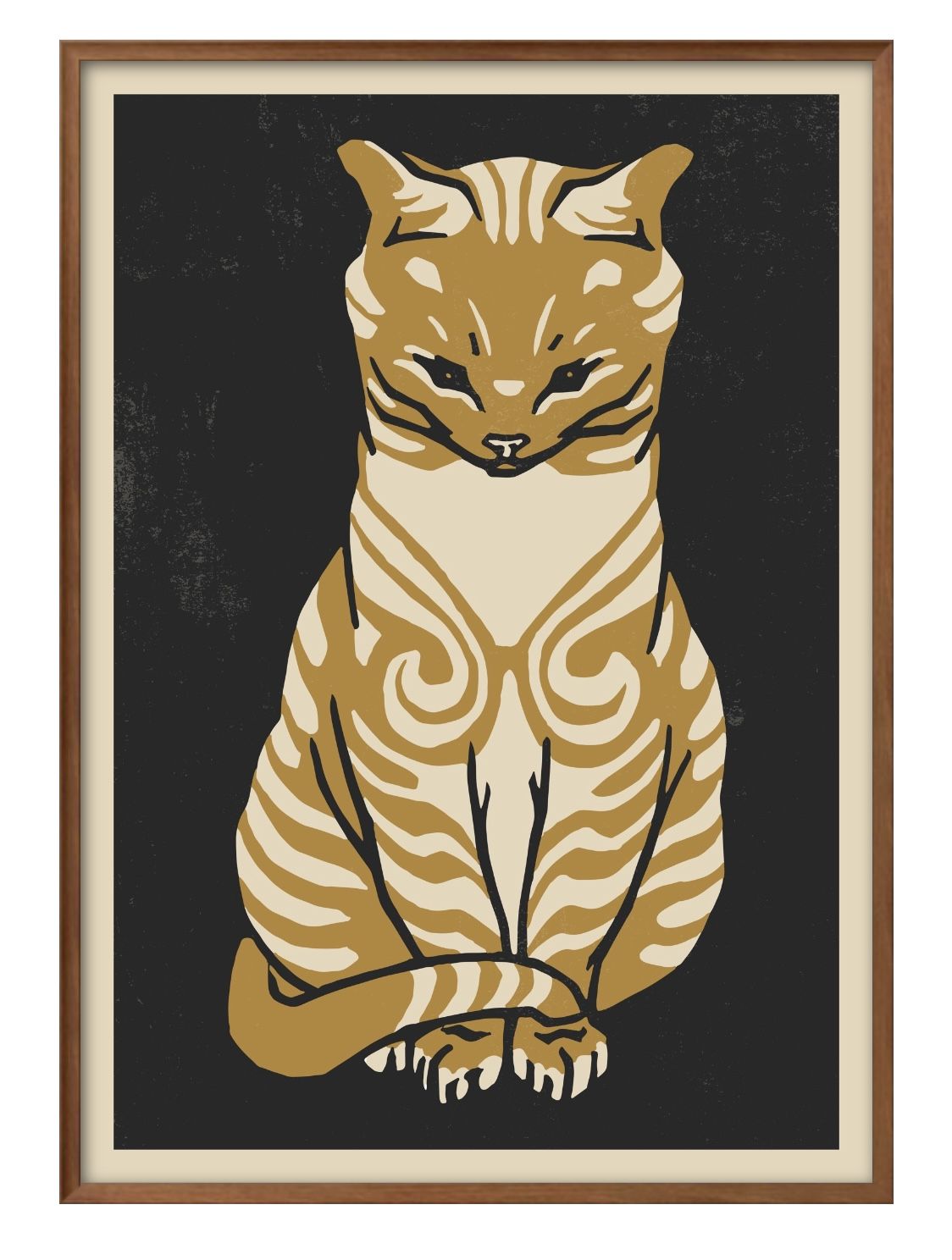 ジュリー ド グリーグ 座っている猫 A3 サイズ ポスター アート おしゃれ 絵画 インテリア 北欧 イラスト マット紙 艶消し アートパネル 額 フレーム ...