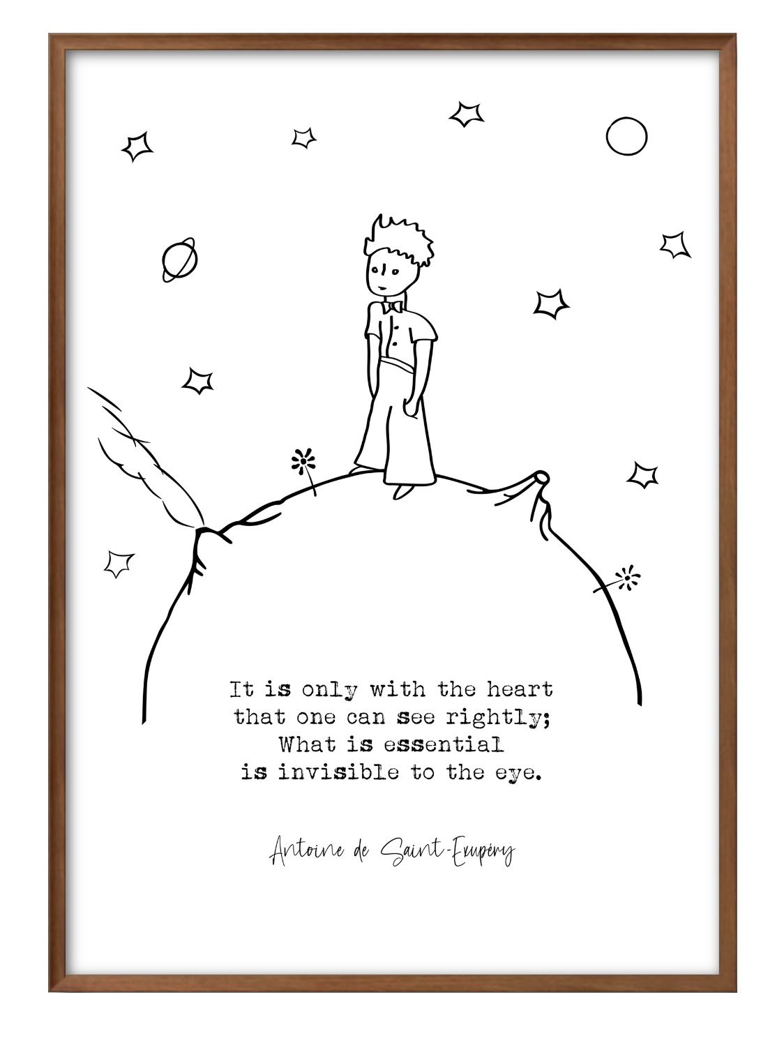 サン=テグジュペリ 星の王子さま A3 サイズ ポスター アート おしゃれ 絵画 インテリア 北欧 イラスト マット紙 艶消し アートパネル 額 フレーム デザ...