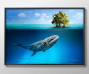 クジラ 鯨 海 ブルー A3 サイズ ポスター アート おしゃれ 絵画 インテリア 北欧 イラスト マット紙 艶消し アートパネル 額 フレーム デザイン 壁掛...