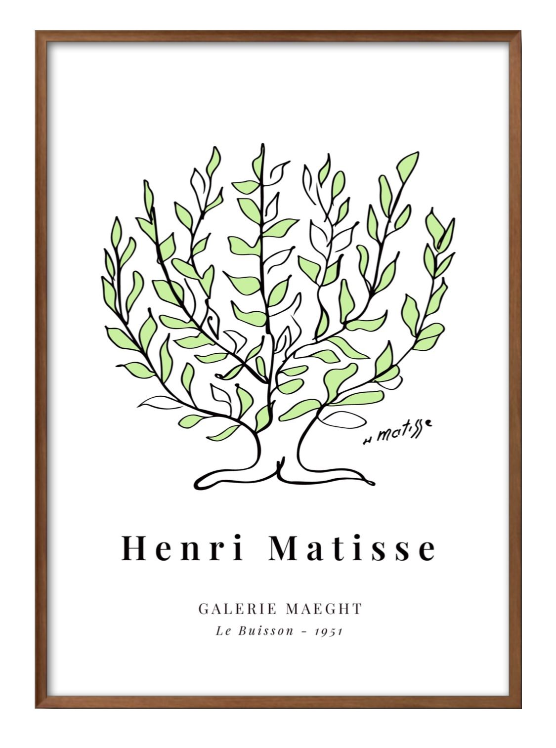 アンリ マティス マチス 低木 グリーン A3 サイズ ポスター アート おしゃれ 絵画 インテリア 北欧 イラスト マット紙 艶消し アートパネル 額 フレー...