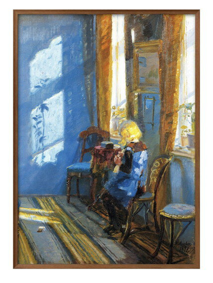 アンナ アンカー 青い部屋に射し込む日光 A3 サイズ ポスター アート おしゃれ 絵画 インテリア 北欧 イラスト マット紙 艶消し アートパネル 額 フレー...