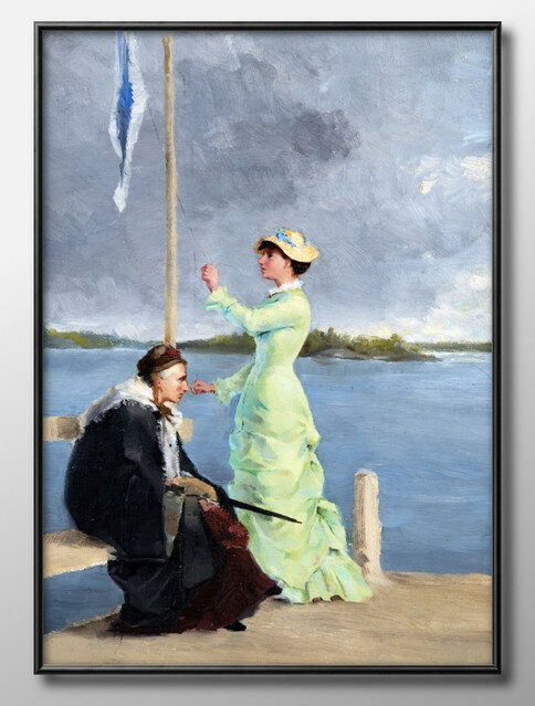 ヘレン シャルフベックOn The Jetty A3 サイズ ポスター アート おしゃれ 絵画 インテリア 北欧 イラスト マット紙 艶消し アートパネル 額 ...