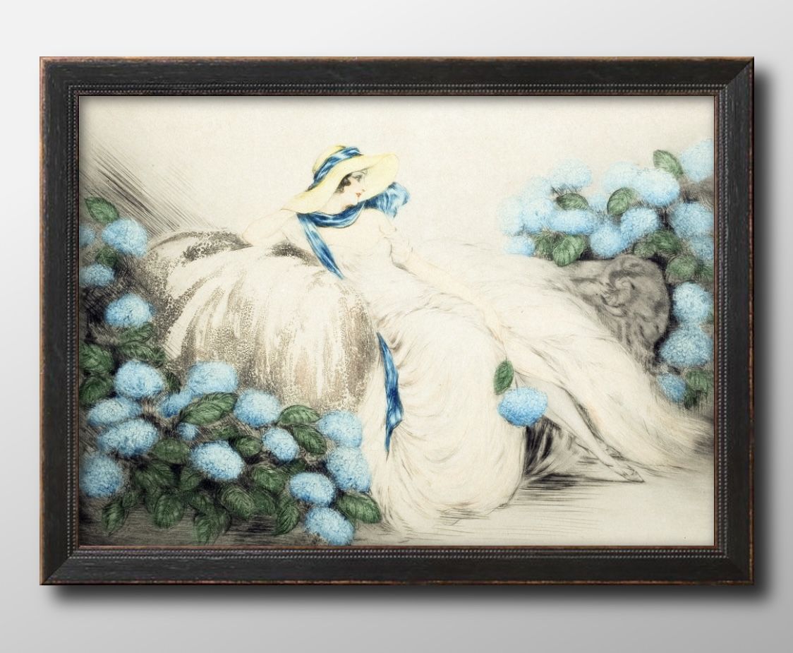 륤  Lady with Blue Flowers A3  ݥ    ƥꥢ ̲ 饹 ޥåȻ ä ...