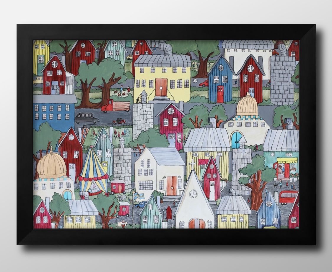 街並み ビンテージイラスト A3 サイズ ポスター アート おしゃれ 絵画 インテリア 北欧 イラスト マット紙 艶消し アートパネル 額 フレーム デザイン 壁掛け ギフト 新築祝い ディスプレイ 速達 送料無料