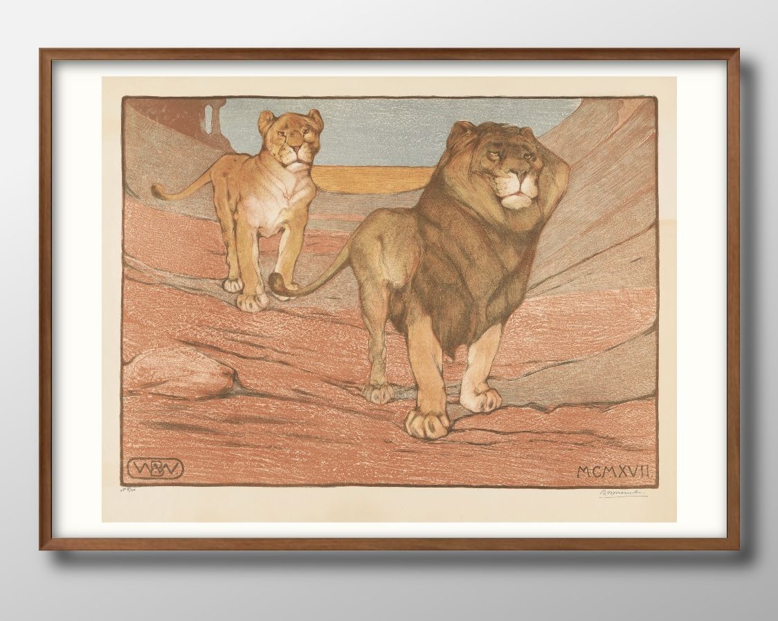 ベンヴィーリンク Leeuw en leeuwin A3 サイズ ポスター アート おしゃれ 絵画 インテリア 北欧 イラスト マット紙 艶消し アートパネル ...