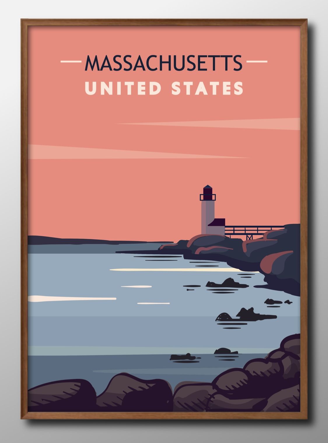 アメリカ マサチューセッツ州 海岸 灯台 A3 サイズ ポスター アート おしゃれ 絵画 インテリア 北欧 イ..