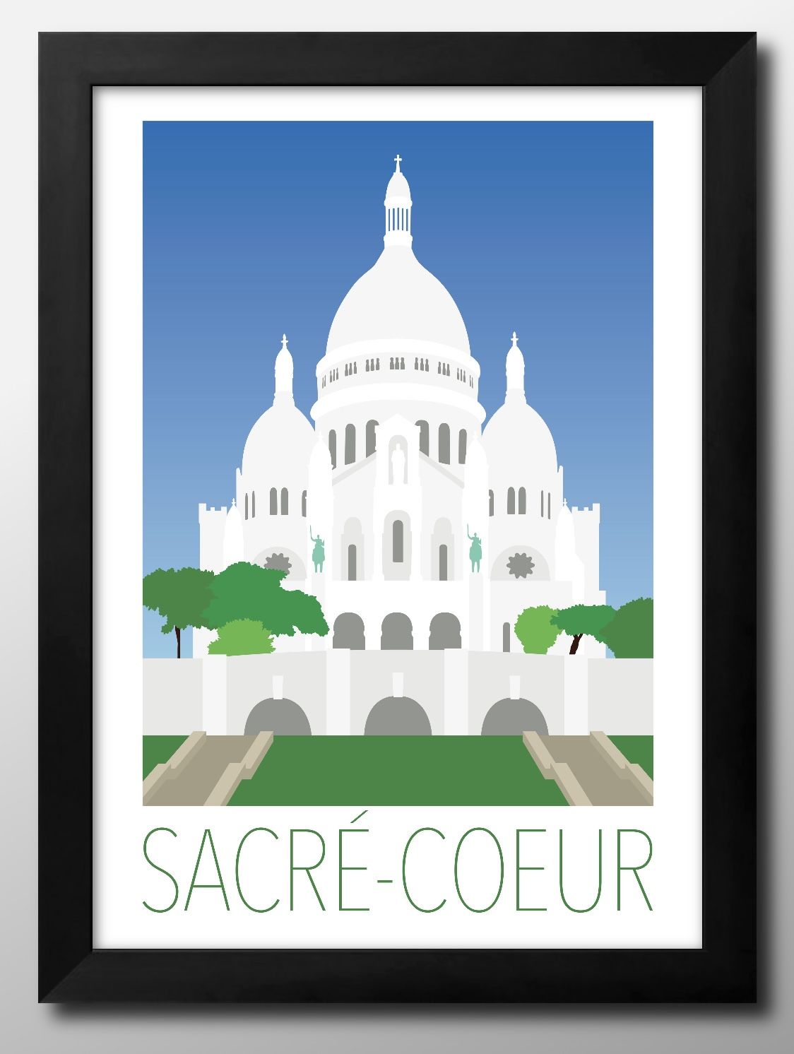 モンマルトルのサクレ クール寺院 A3 サイズ ポスター アート おしゃれ 絵画 インテリア 北欧 イラスト マット紙 艶消し アートパネル 額 フレーム デザ...