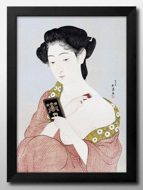 橋口五葉 化粧の女 A3 サイズ ポスター アート おしゃれ 絵画 インテリア 北欧 イラスト マット紙 艶消し アートパネル 額 フレーム デザイン 壁掛け ...