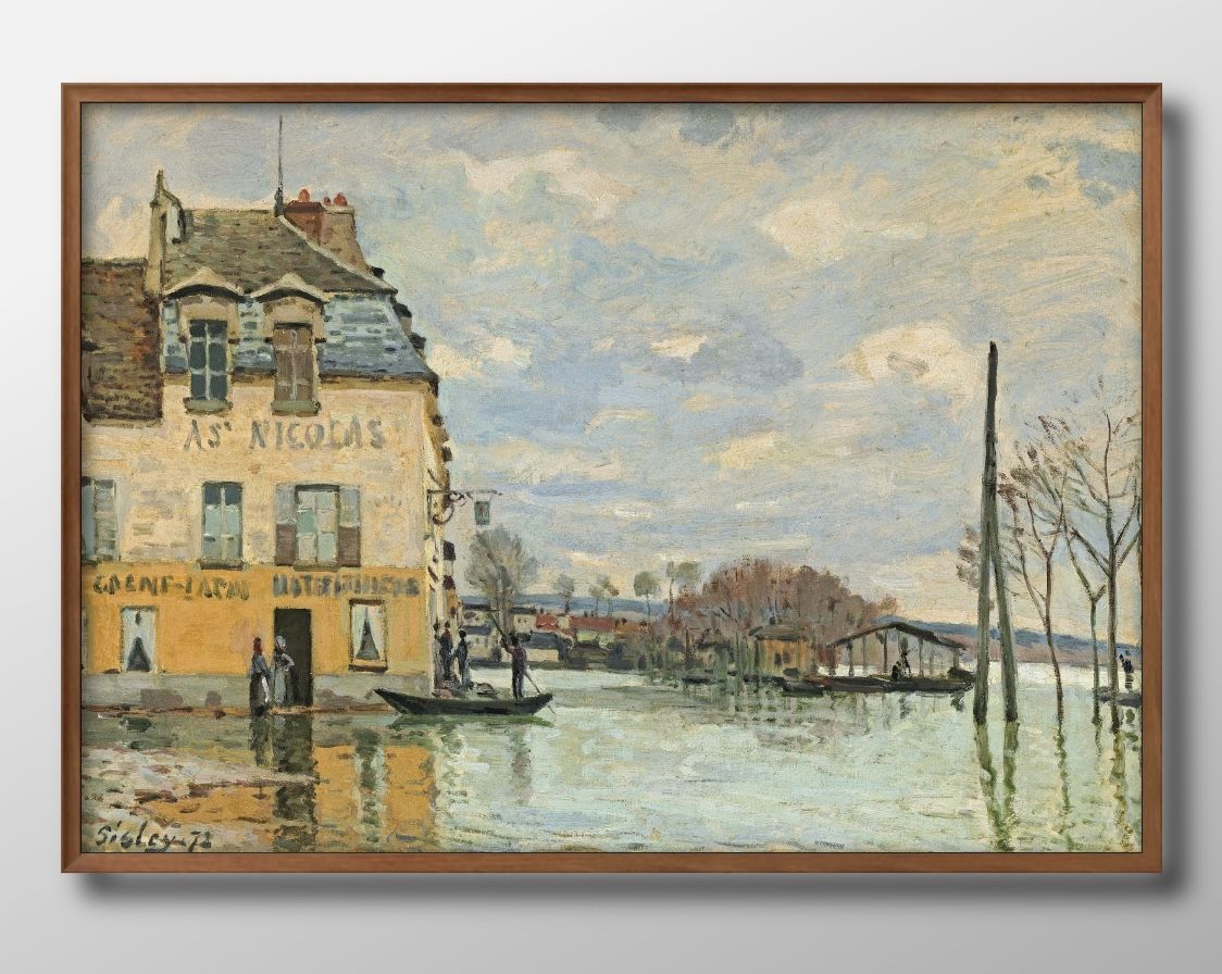 アルフレッド シスレー ポール マルリーの洪水 A3 サイズ ポスター アート おしゃれ 絵画 インテリア 北欧 イラスト マット紙 艶消し アートパネル 額 ...