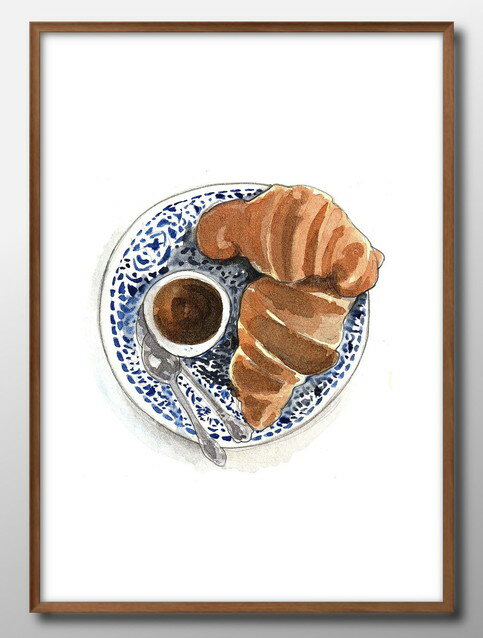 北欧 朝食 パン コーヒータイム カフェ A3 サイズ ポスター アート おしゃれ 絵画 インテリア 北欧 イラスト マット紙 艶消し アートパネル 額 フレー...