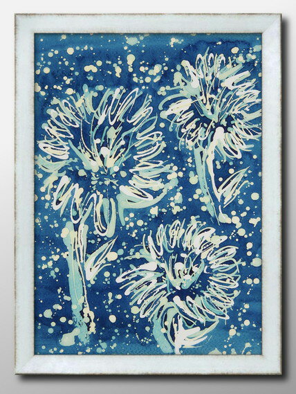 水彩 海の中で開く花 A3 サイズ ポスター アート おしゃれ 絵画 インテリア 北欧 イラスト マット紙 艶消し アートパネル 額 フレーム デザイン 壁掛け...