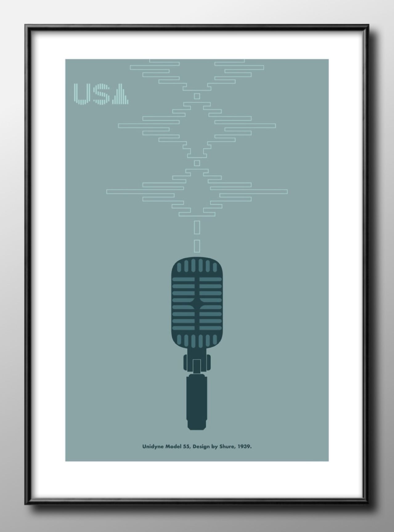 アイコニック ボーカルマイクロフォン Shure Unidyne Model A3 サイズ ポスター アート おしゃれ 絵画 インテリア 北欧 イラスト マット...