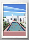 夏の風景 ハワイ Hawaii プール A3 サイズ ポスター アート おしゃれ 絵画 インテリア 北欧 イラスト マット紙 艶消し アートパネル 額 フレーム...