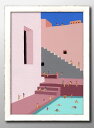 夏の風景 ハワイ Hawaii プール A3 サイズ ポスター アート おしゃれ 絵画 インテリア 北欧 イラスト マット紙 艶消し アートパネル 額 フレーム...