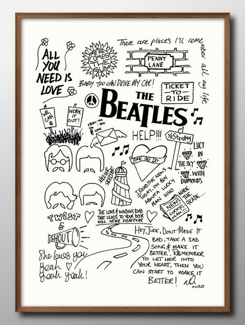 Beatles ビートルズ ロック イギリス A3 サイズ ポスター アート おしゃれ 絵画 インテリア 北欧 イラスト マット紙 艶消し アートパネル 額 フ...