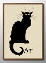 ネコ 猫 Chat Noir A3 サイズ ポスター アート おしゃれ 絵画 インテリア 北欧 イラスト マット紙 艶消し アートパネル 額 フレーム デザイン...