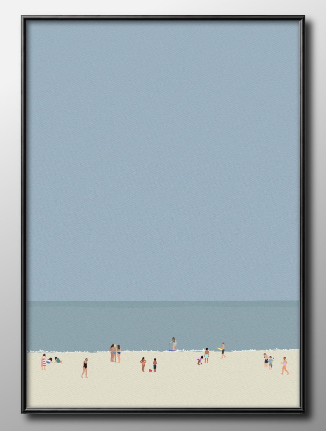 アフタヌーンオンザビーチ 浜辺の人々 青空 海 A3 サイズ ポスター アート おしゃれ 絵画 インテリア 北欧 イラスト マット紙 艶消し アートパネル 額 ...