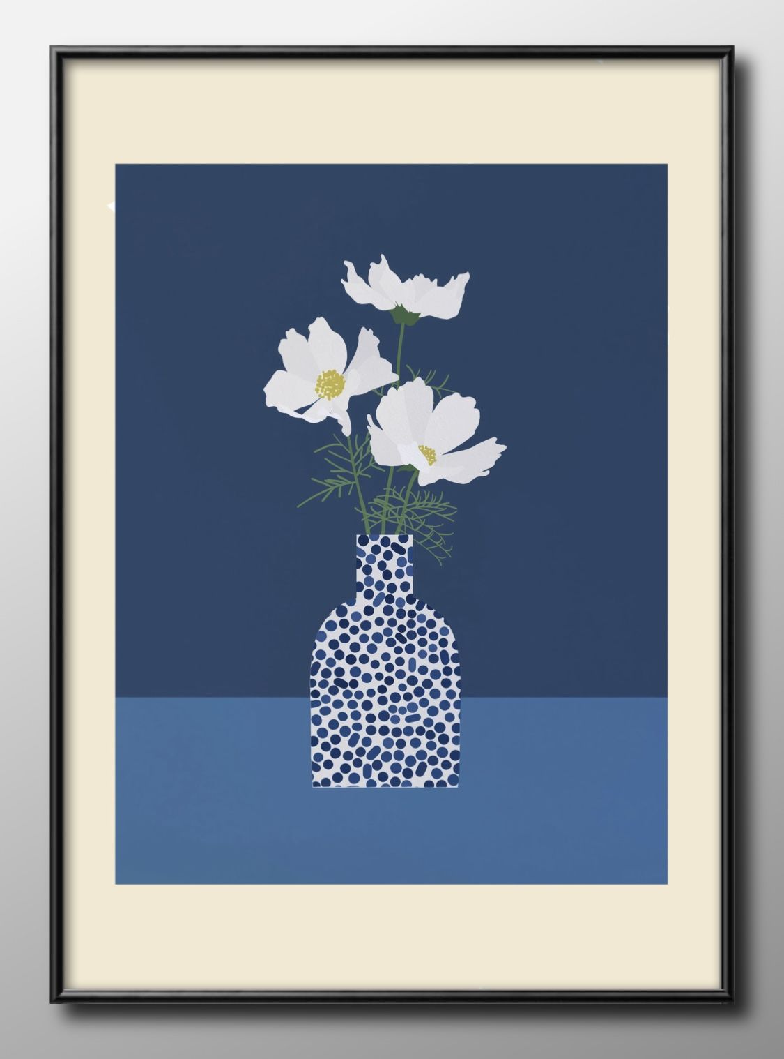 コスモスと花瓶 フラワー A3 サイズ ポスター アート おしゃれ 絵画 インテリア 北欧 イラスト マット紙 艶消し アートパネル 額 フレーム デザイン 壁...