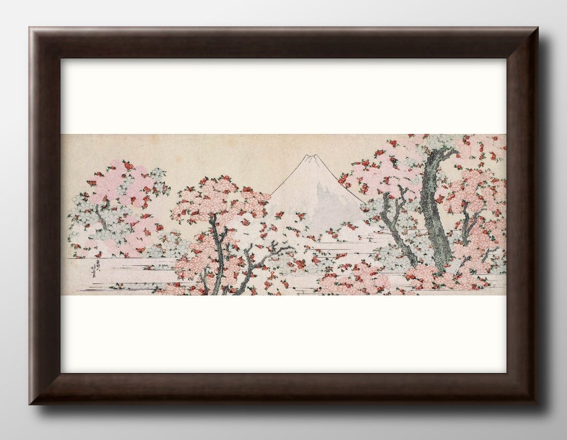 葛飾北斎 桜花に富士図 A3 サイズ ポスター アート おしゃれ 絵画 インテリア 北欧 イラスト マット紙 艶消し アートパネル 額 フレーム デザイン 壁掛...