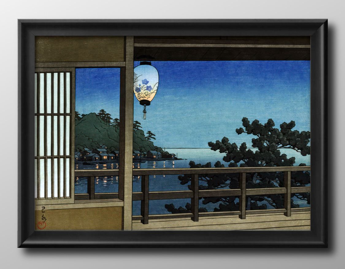 川瀬巴水 江の島 日本画 A3 サイズ ポスター アート おしゃれ 絵画 インテリア 北欧 イラスト マット紙 艶消し アートパネル 額 フレーム デザイン 壁...