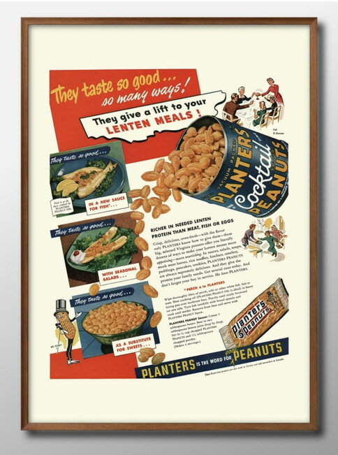 ビンテージ ピーナッツ 広告 A3 サイズ ポスター アート おしゃれ 絵画 インテリア 北欧 イラスト マット紙 艶消し アートパネル 額 フレーム デザイン...