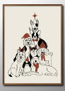 犬たちのクリスマス ツリー サンタクロース ビンテージ A3 サイズ ポスター アート おしゃれ 絵画 インテリア 北欧 イラスト マット紙 艶消し アートパネ...