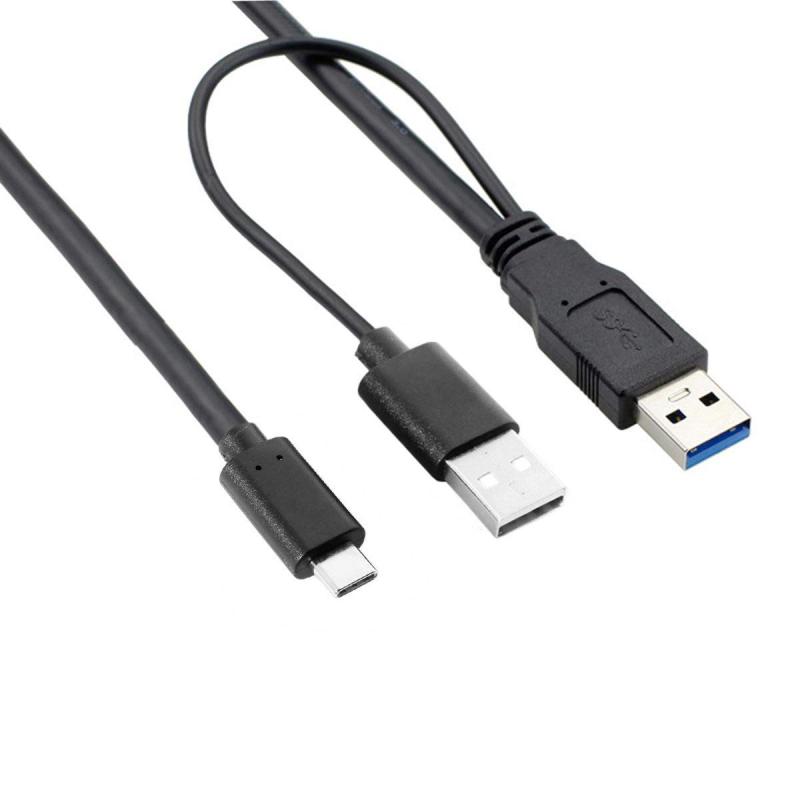 CHENYANG CY Type-C USB-C - USB 3.0 オス &amp; USB 2.0 デュアルデータ Yケーブル ノートパソコン &amp; ハードディスク用 60cm