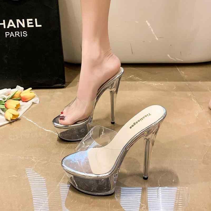 ヒール レディース パンプス 美脚 高 スティレット ヒール T ステージ 15 cm モーターショー 透明 ヒー..