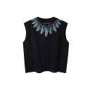 ベスト メンズ レディース兼 特殊 羽 プリント ゆったり ノースリーブ Tシャツ メンズ レディース