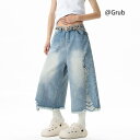 デニム ショートパンツ メンズ レディース 夏 ダメージ ワイド レトロ ハーフパンツ