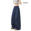 パンツ メンズ レディース兼 夏 薄手 涼しい ドローストリング 裾絞り 速乾 しわ加工 パラシュートパンツ ワイドレッグ ワークパンツ カジュアル