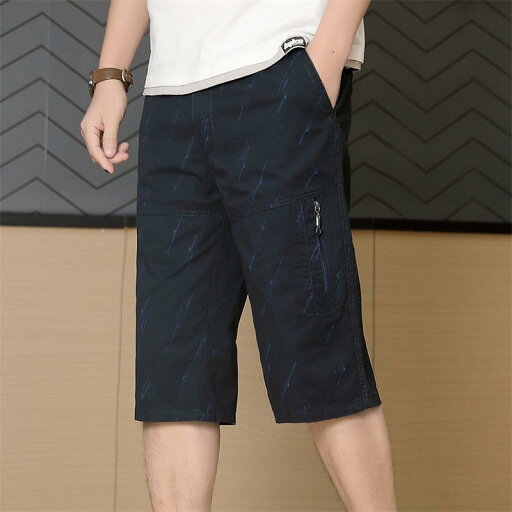 メンズハーフパンツ 夏 丈 ゆったりストレート カジュアル ウエストゴム 7分丈 メンズハーフパンツ 夏 丈 ゆったりストレート カジュアル ウエストゴム 7分丈