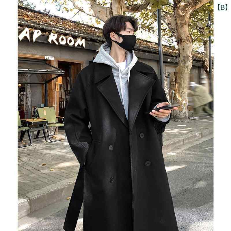 コート メンズ ウール 秋冬 厚手 韓国 ロング丈 オーバーサイズ コート メンズ ウール 秋冬 厚手 韓国 ロング丈 ゆったり