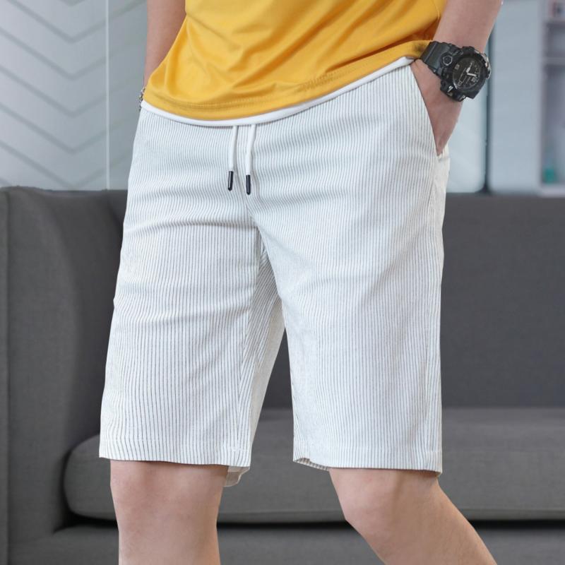 ハーフパンツ メンズ 白 ストライプ 薄手 涼しい 細身 カジュアル