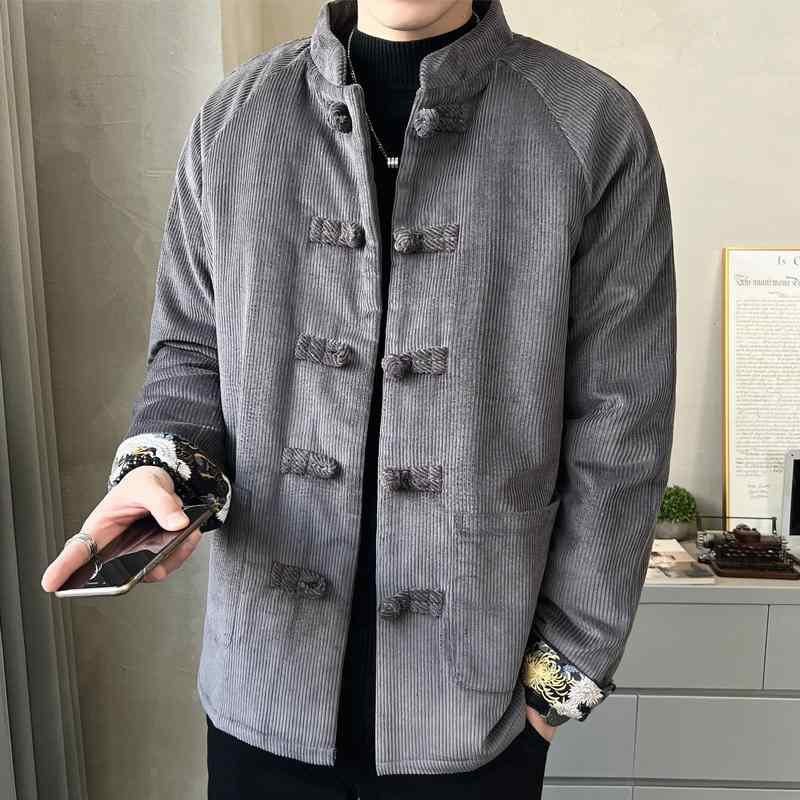 綿入れ メンズ 冬 ジャケット コーデュロイ ゆったり 大きいサイズ 唐装 コート 中綿入り メンズ 冬 ジャケット コーデュロイ 余裕の大きいサイズ チャイナ風 コート