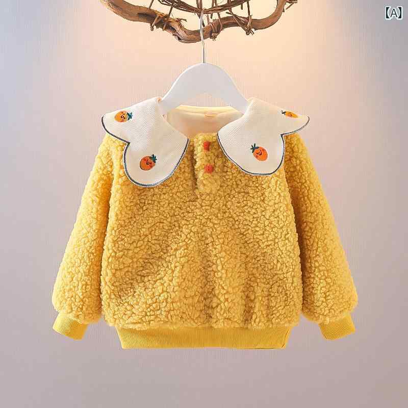 子供服 女の子 キッズ かわいい 赤ちゃん 起毛 スウェットシャツ 秋冬 厚手 コート 冬 ウール セーター ベビー 韓国 トップス トレンディ