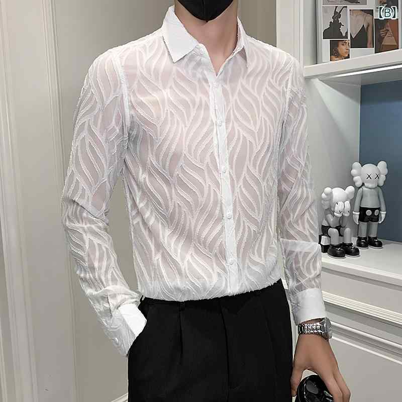 シャツ メンズ 長袖 おしゃれ 春秋 襟 無地 細身