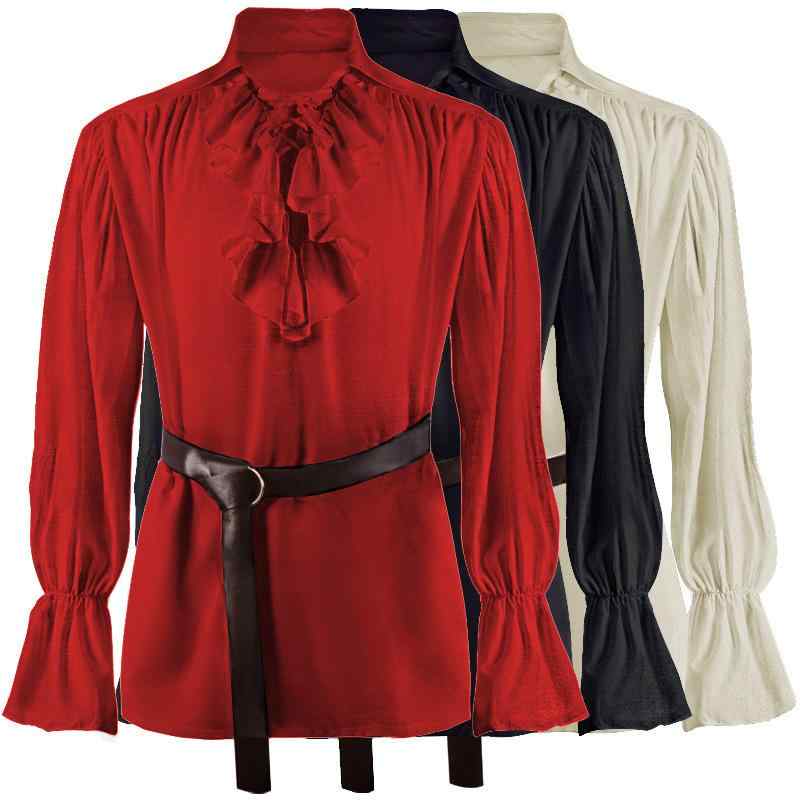 シャツ ブラウス レトロ 編み上げ 中世 劇場 舞台 衣装 パフスリーブ 宮廷風 トップス 海賊