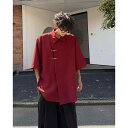 シャツ メンズ 半袖 中国風 レッド 赤 結婚式 礼服 夏 ひんやり 涼しい 快適 斜め襟 唐装 シャツ メンズ 半袖 チャイナ風 レッド 赤 結婚式 フォーマル 夏 ひんやり 涼しい 快適素材 アシンメトリー襟 唐装