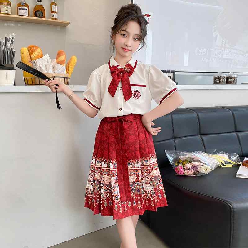 スカート 女の子 夏 子供服 セットアップ かわいい 半袖 チャイナドレス風