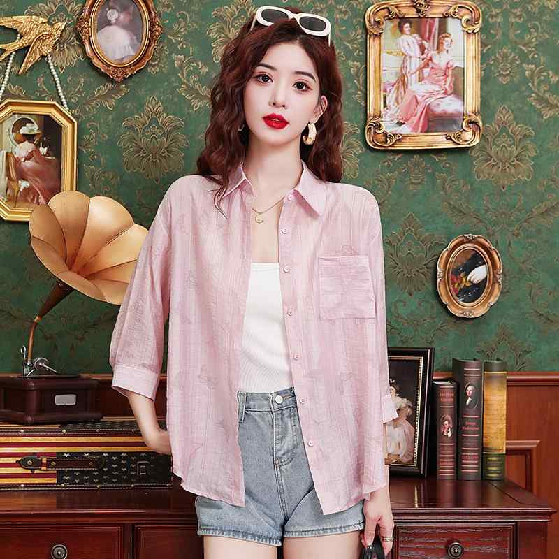 シャツ レディース 夏 薄手 涼しい ひんやり 涼しい 快適 7分袖 紫外線対策 羽織り 冷房対策 自転車 ドライブ