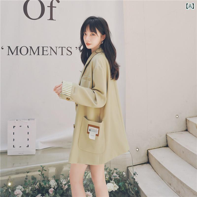 アウター レディース カジュアル おしゃれ 韓国 カジュアル ジャケット 春秋 大きめサイズ レングス トップス