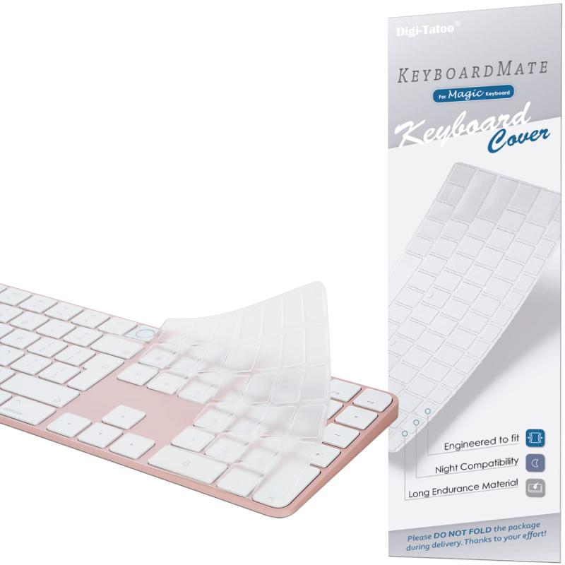 EU配列専用 iMac Magic Keyboard用キーボードカバー - iMac 24インチ キーボードカバー スキン (Model A2520, Touch ID搭載, テンキー付き) 超薄型 防水防塵 透明