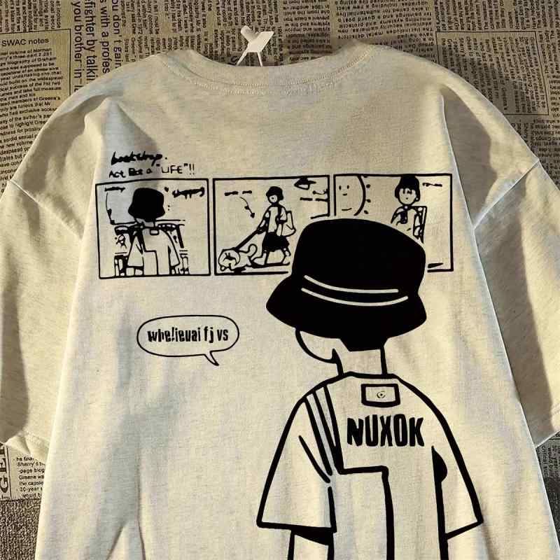 Tシャツ ユニセックス 丸首 ゆったり 個性 半袖 カットソー